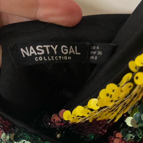 Nasty Gal sequin romper short spaghetti strap Sz 4 small - Picture 4 of 4